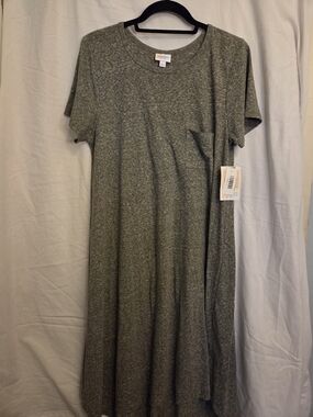 LuLaRoe Carly, Olive Green Short Sleeve Midi Dress